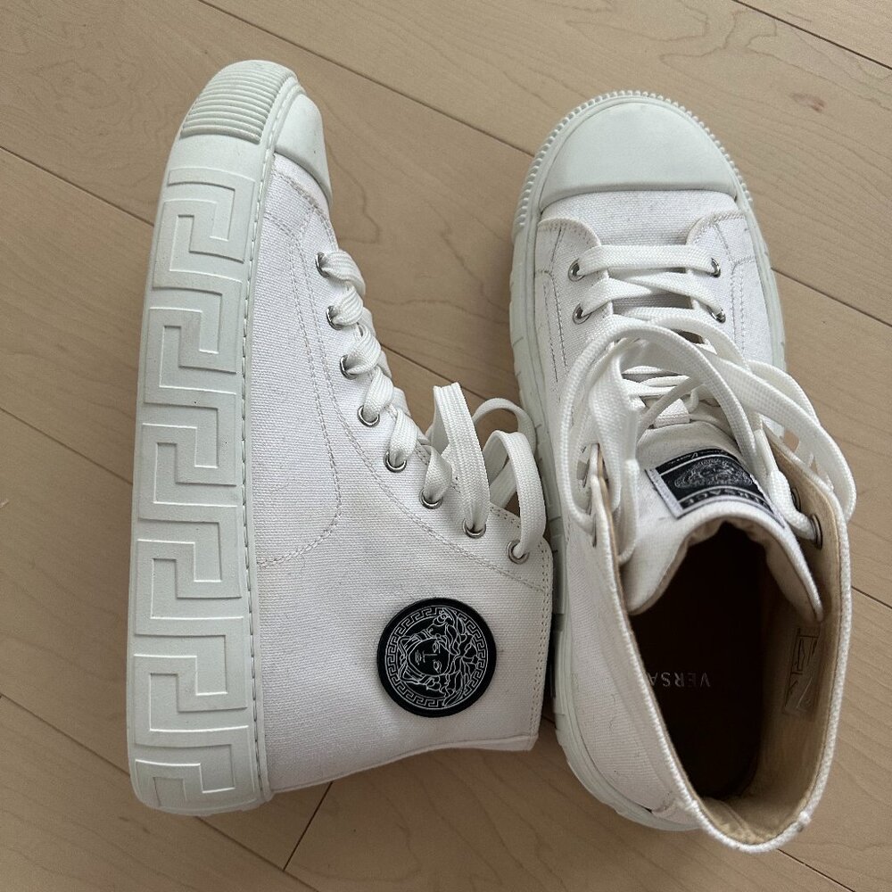Versace White Medusa High‑Top Sneakers